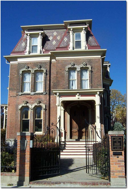 Built circa 1872, this Victorian house, which is listed on the State and National Historic Registries, serves as the Law Offices of VanOverbeke, Michaud, & Timmony, P.C.